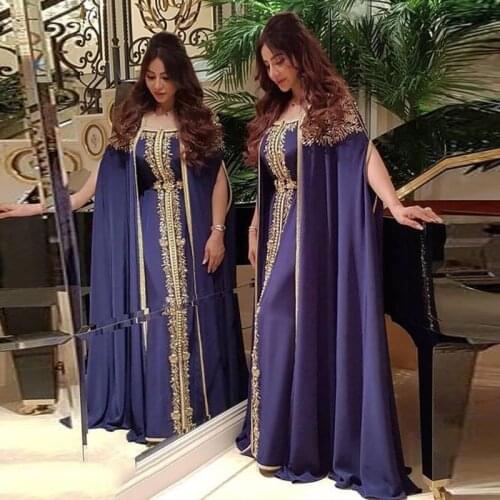 Eightale Arabic Evening Dresses V-Neck Appliques Cap Sleeve Kaftan Dubai Chiffon Caftan Prom Gown A-Line Vintage Party Dress