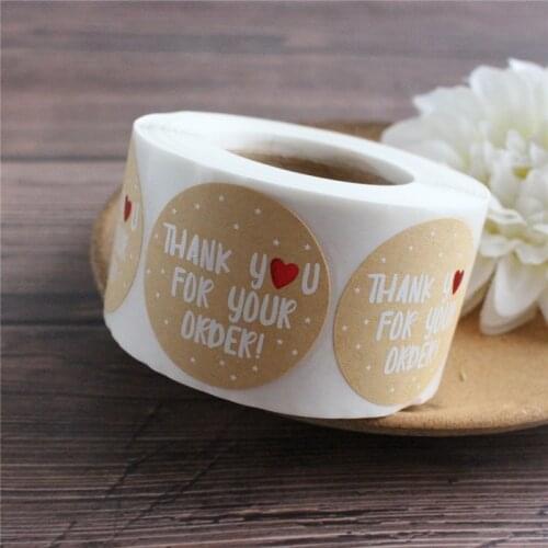 Business sticker "Thank you for your order" 1.5 inch round labels jars gift decorations 500 pcs per roll