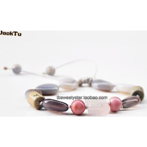 Botswanna beads mix natural stone nylon bracelet
