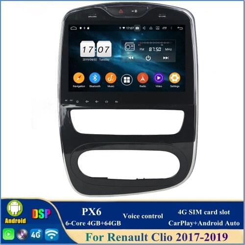 CarPlay PX6 4gb+64gb Android 10 Car DVD for Renault Clio 2016 2017 2018 Stereo Radio GPS WIFI Bluetooth 5.0 Easy Connect