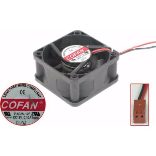 COFAN F-5025L12F DC 12V 0.10A 50x50x25mm 2-Wire Server Square Fan