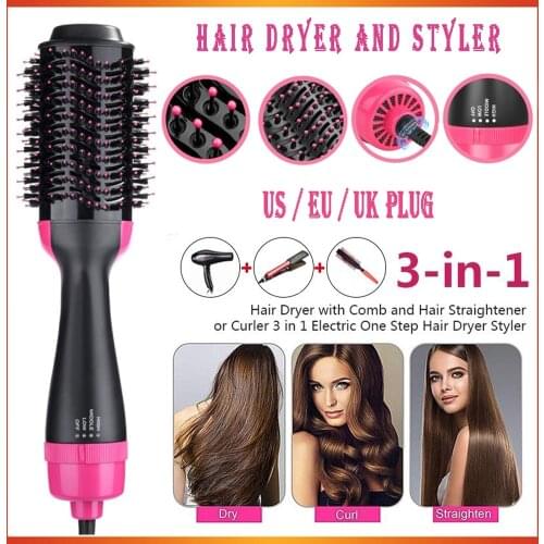 One Step Hair Dryer and Styler Volume Multifunctional 1000W High Power 3-in-1 Salon Negative Ion Hot Air Brush Ionic Technology