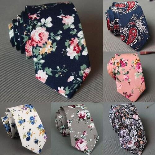 GUSLESON Classic Mens Print Floral Ties Handmade Cotton Tie For Men 6CM Slim Neckties Gift Wedding Party Casual Gravatas Cravat