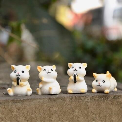 Cute Resin Hamster Mouse Figurines Micro Landscape Ornaments Decoration Bonsai Decoration Crafts Gift For Kids Children 1PC