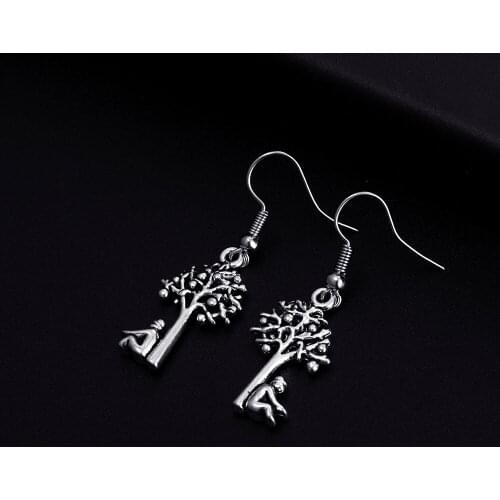 Trendy Vintage Life Tree Shape Dangle Antique Color Plated Earrings for Women Girl Retro Drop Earrings Cute Earring Jewelry