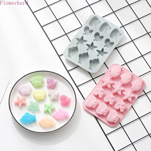 Marine Life Series Starfish Shell Fish Fondant Silicone Cake Mold Handmade Soap Mold Chocolate Mold Cake Decor Pastry Tools