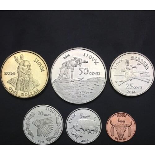 A Set of 6 Commemorative Coins of the American Sioux Tribe 2014 Real Original Coins Collectibles Authentic Unc