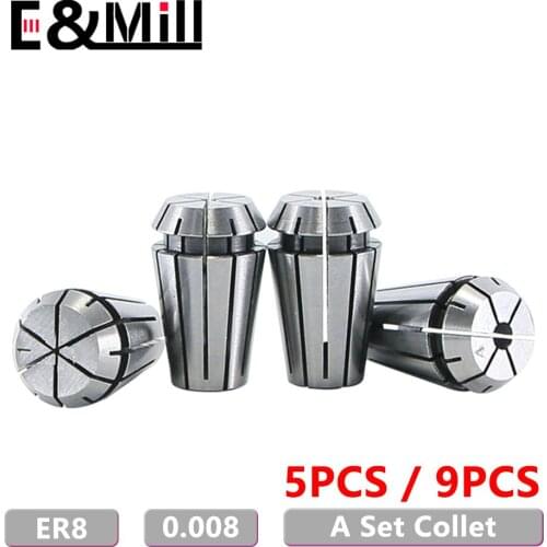 A Set High Precision 0.008 ER8 1~6mm ER Collet Chuck For CNC Milling Tool Holder Engraving Machine Lathe Mill Spring Collet Nut