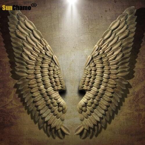 Loft Wall Decoration Industry Wind Bar Coffee Shop Wall Decor Retro Iron Wings Bar Decoration Home Decor Wings Photo Prop Statue