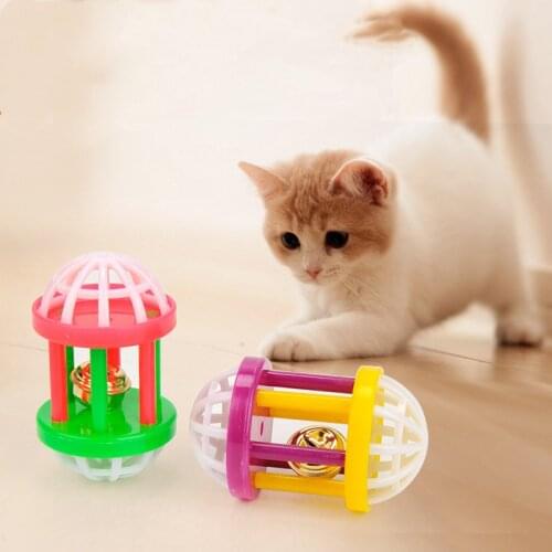 New Funny Plastic Cat Toy with Dumbbell Jingle Cute Pet Dog Cat Training Sound Toy Funny Small Pet Scratching Toy