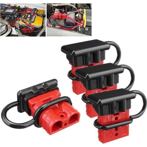 New 4pcs Red Color 600V 50A Battery Trailer Quick Charge Plug Connect Disconnect Tool Electric Winch Wire Harness Connector Tool