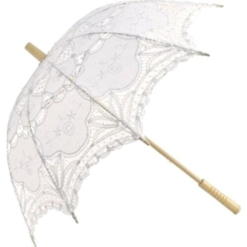 NEW 30" White Vintage French Lace Parasol Umbrella Photogragh Event Wedding Party Decorative Tool Umbrella