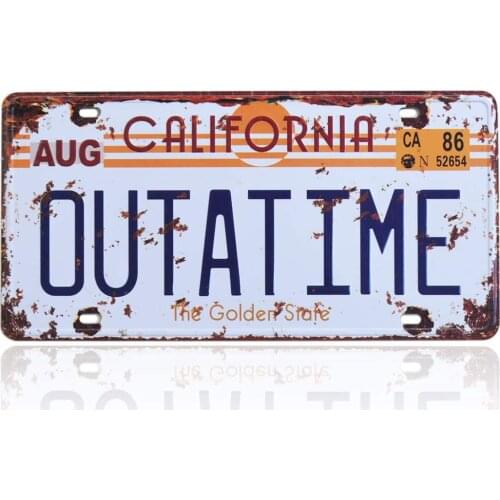 Outatime Back to The Future License Plate Memorabilia Embossed License Plate Replica Delorean Movie Prop Metal Stamped Vanity