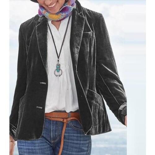 2021 New Fashion Blazers Office Lady Party Golden Velvet Small Suit Jacket Autumn New Women Slim Solid Color Long Sleeve Blazer