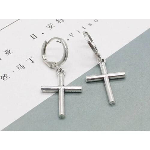 Men and women cross-shaped metal hoop earrings party earrings punk jewelry cartilage earrings