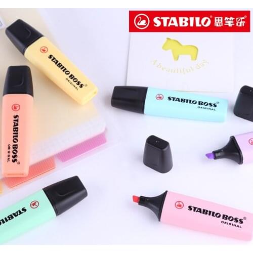 STABILO Boss New Pastel Highlighter Pens Assorted 6 Colors Set Chisel Nib Marker Pen Stationery 6 Pens