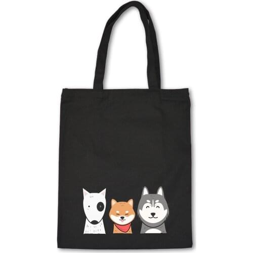 Cute Animals Women Canvas Shoulder Bags Female Eco Cloth Handbag Tote Grocery Reusable Foldable Shopping Bag Cotton Lining Pouch