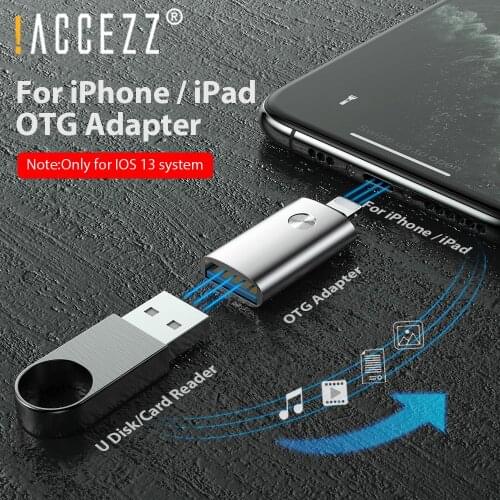 !ACCEZZ USB OTG Adapter For iPhone 11 Pro Max X 7 Laptop Keyboard Connector Lighting to USB 3.0 Adapter Tablet Camera For iOS 13