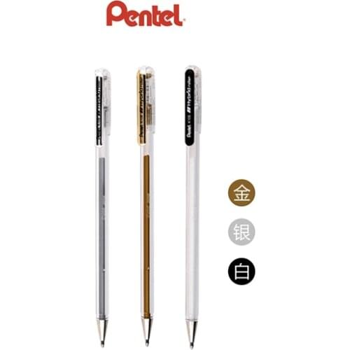 Japan Pentel 0.8 mm Metallic Gel Ink Pen K108 Silver Gold White High-gloss