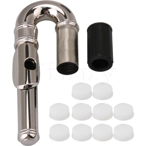 Yibuy 10 Pcs Flute Open Hole Plugs and Nickel Plated Flute Curved Head Joint