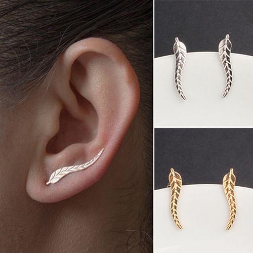1 Pair Elegant Women Fashion Cute Mini Leaf Rhinestone Ear Stud Earrings Jewelry Korea Fashion Jewelry