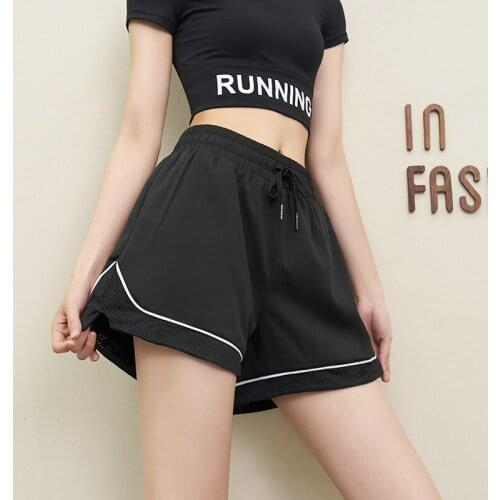 Anti-glare sports shorts female fake two-piece quick-drying breathable casual yoga pants summer thin running fitness pants