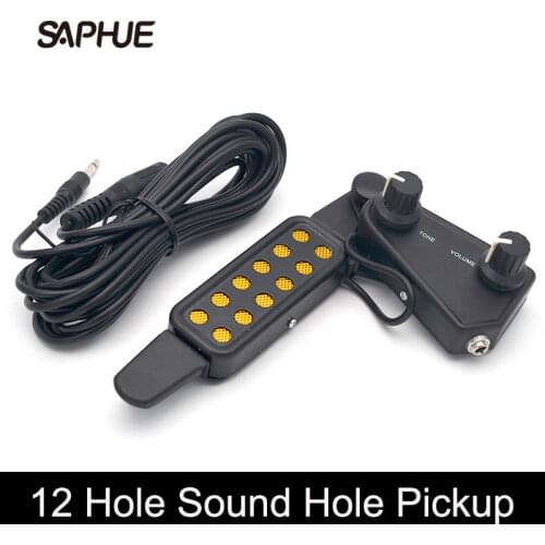 12-hole Acoustic Guitar Sound Hole Pickup Magnetic Transducer with Tone Volume Controller Audio Cable Guitar Parts & Accessories
