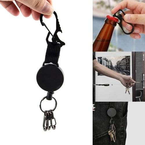 1PC Resilience Wire Rope Keychain Sporty Retractable Anti Lost Keyring Bottle Opener Key Ring Accessories