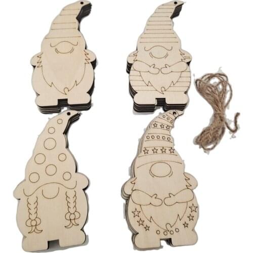 10pcs 13X7CM DIY Wooden Christmas Ornaments Christmas Craft Unfinished Wood Slices with Hole for Christmas Tree Hanging Decor