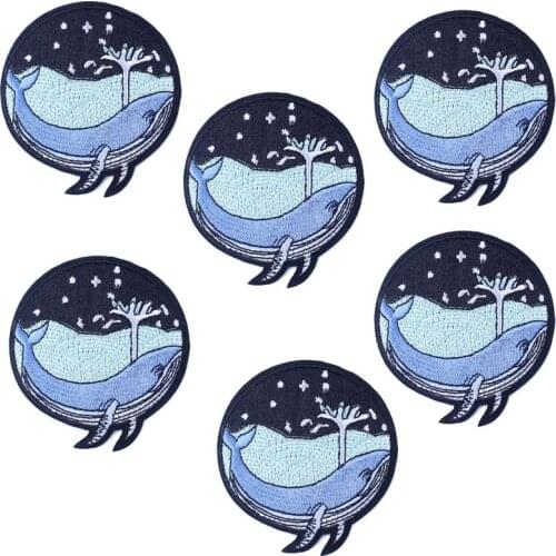 10Pcs/Set Whale Patches On Clothes Cartoon Embroidered Patch Stickers Iron On Patches For Clothing Stripes For Jacket Appliques
