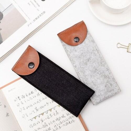 100pcs Black Grey Felt Mini Buttons Capacity Pencil Bag Stationery Storage Organizer Pen Case School Supply W0102