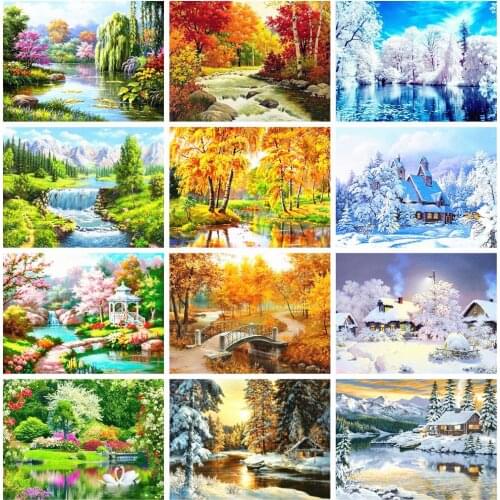 14/16/18/22/25/28ct 11ct printing only Landscape Spring Embroidery Cross Stitch /cross stitch kit Winter Home Decor Gift