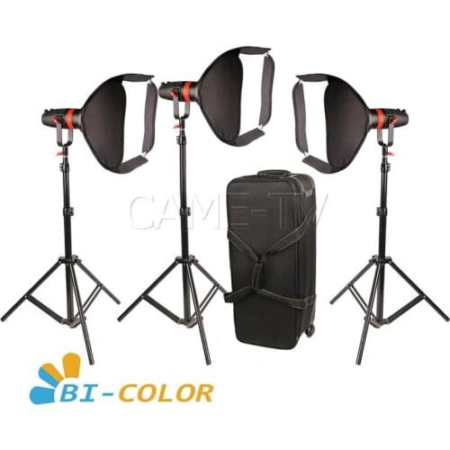3 Pcs CAME-TV Boltzen 55w 7500 lux@1m Fresnel Focusable LED Bi-color Package Led video light