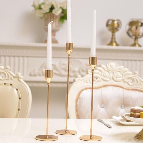 3pcs Mix Size Candle Holder Gold Iron Art Candlestick For Wedding Holiday Party Table Decoration Confession Atmosphere Props