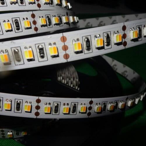 5m 12V 3528 SMD LED CT color temperature adjustable strip(warm white/cool white);14.4/m;one led with two colors together