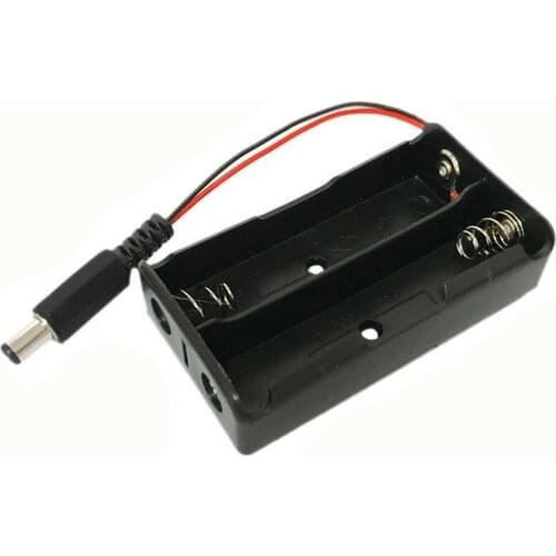 500pcs/lot 7.4V 18650 Battery Case Storage Box Plastic Holder 2 Slots With Wire Leads &DC Connector For 2 x 3.7V 18650 Batteries