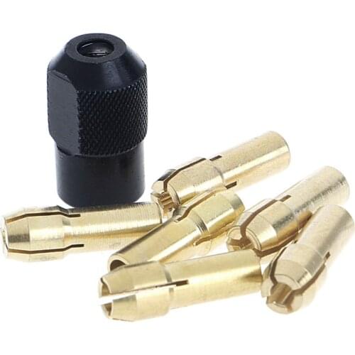7Pcs Brass Collet 1.0/1.6/2.0/2.4/3.0/3.2 + Check M8*0.75 Fits Rotary Tools