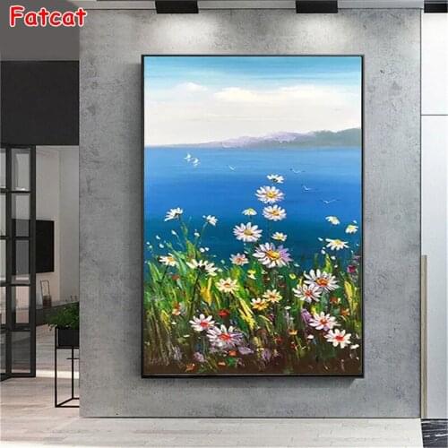 Diamond Mosaic Abstract colorful beautiful daisy flower round drill Cross Stitch Diamond Art Painting Full Square Decor PP2013