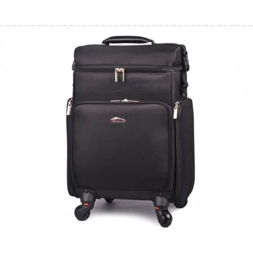 Large-capacity lightweight canvas Trolley Beauty Bag makeup box outlet section Cosmetic Bag with wheels