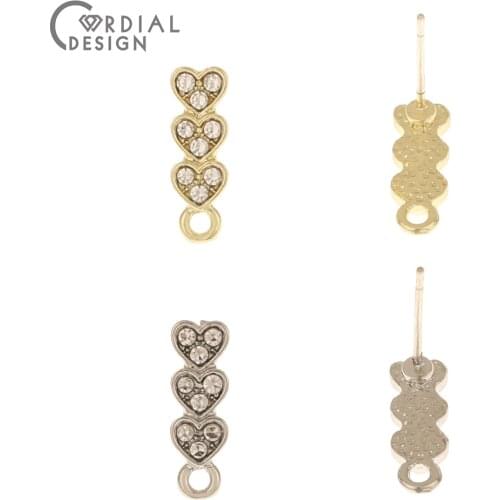 Cordial Design 100Pcs 5*14MM Jewelry Accessories/Heart Shape/Hand Made/Rhinestone Earring Stud/Jewelry Findings & Components