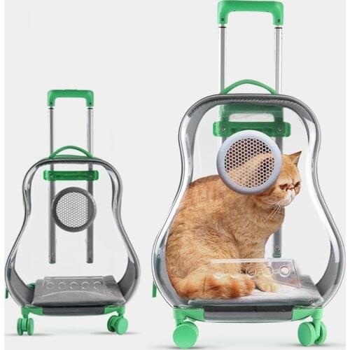 Pet Cat Stroller Dog Carrier Bag Dog Transporter Carrier Travel Bag Cat Backpack Transparent Capsule Cat Bag Pet Luggage Trolley