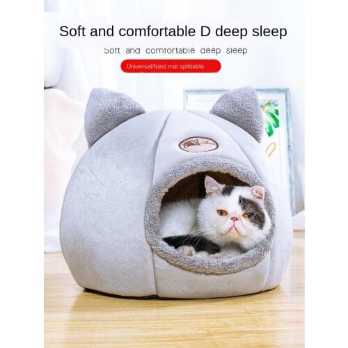 Cats nest warm sleep in winter cat house cat house villa closed cat bedding