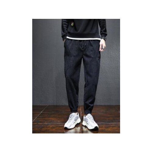 Winter Newly Fashion Men Jeans Loose Fit Elastic Autumn Casual Corduroy Pants Streetwear Hip Hop Joggers Velvet Warm Trousers