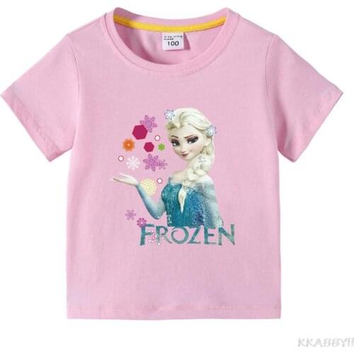 Disney Frozen Print Kids T-shirt Teen Funny Child Clothes Short Sleeve Clothing Boys T shirts Streetwear