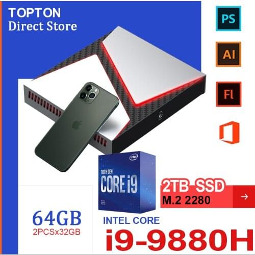 Intel Gaming Mini PC Core i9 9980HK i7 9750H i5 9300H Nvidia GTX 1650 4GB Game Desktop 2*DDR4 64GB Windows 10 4K DP HDMI AC WiFi