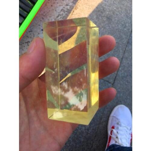 Artificial crystal yellow melting stone cuboid decoration, lemon yellow cuboid home decoration
