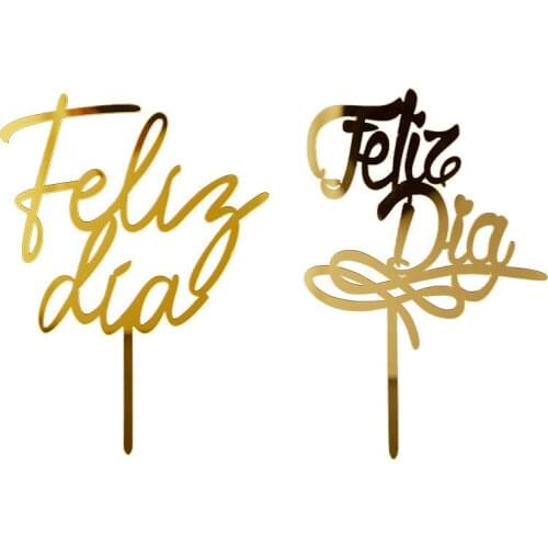 Spanish happy Day Acrylic CakeTopper Happy Birthday Cake Topper Felizdia Birthday Party Cake Decoration Supplies
