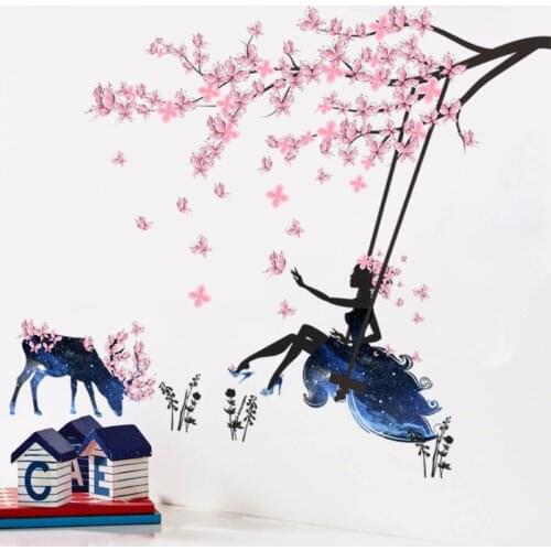 JX-LCLYL Flower Fairy Art DIY Removable Vinyl Wall Stickers Decal Mural Home Office Decor