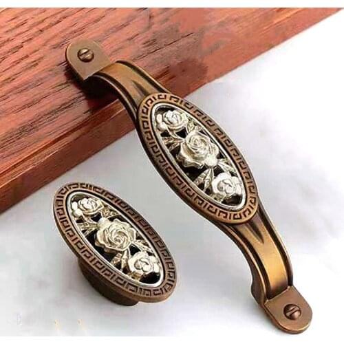 Coffee Plated Cupboard Pulls 128mm Classical Drawer Knobs Gold Kitchen Cabinet Handles Furniture Handle Hardware-in Cabine