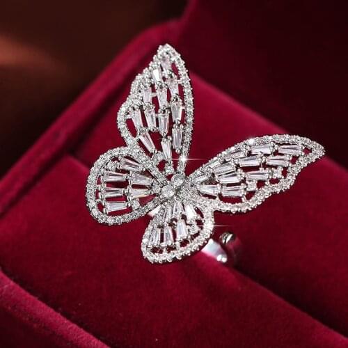 Simple Fashion Versatile Butterfly Ring for Women 925 Silver Cocktail Party Engagement Jewelry romantic with Box Rings Gifts